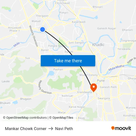 Mankar Chowk Corner to Navi Peth map