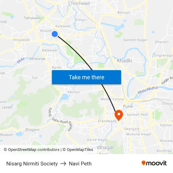 Nisarg Nirmiti Society to Navi Peth map