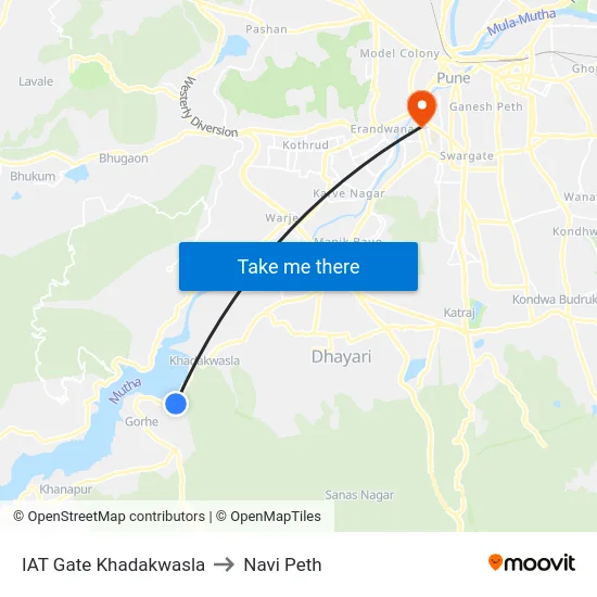 IAT Gate Khadakwasla to Navi Peth map