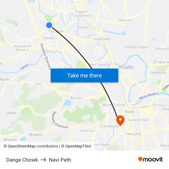 Dange Chowk to Navi Peth map