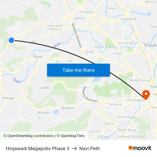 Hinjawadi Megapolis Phase 3 to Navi Peth map