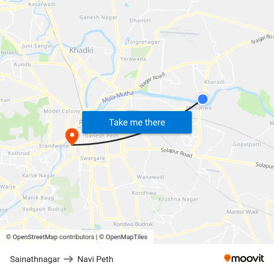 Sainathnagar to Navi Peth map