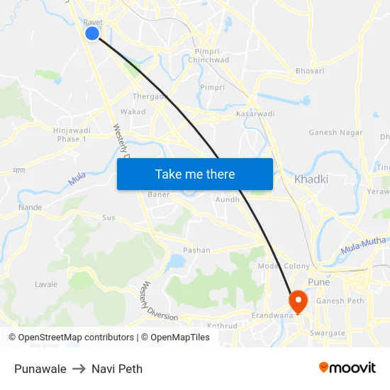 Punawale to Navi Peth map