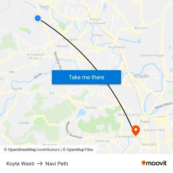 Koyte Wasti to Navi Peth map