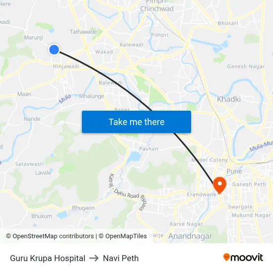 Guru Krupa Hospital to Navi Peth map