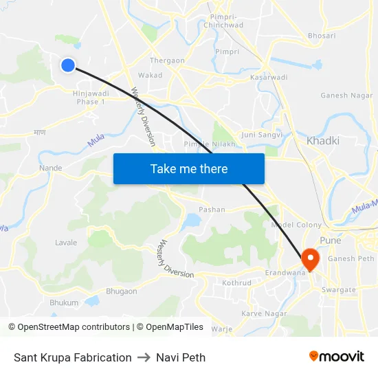Sant Krupa Fabrication to Navi Peth map