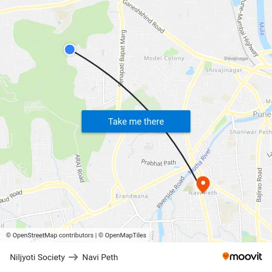 Niljyoti Society to Navi Peth map