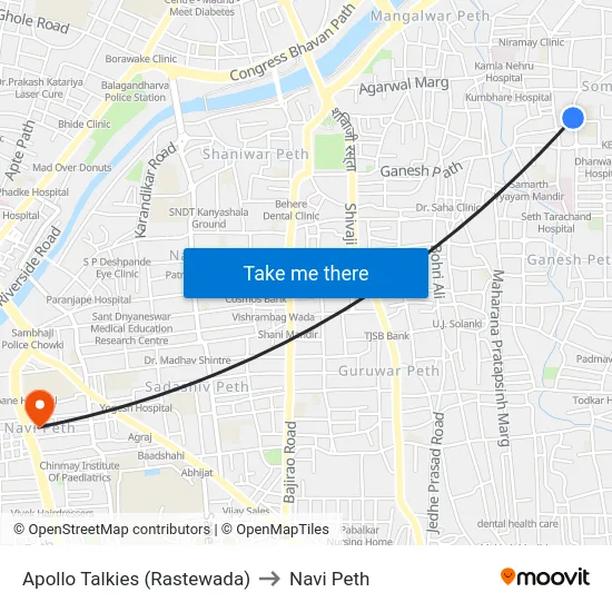Apollo Talkies (Rastewada) to Navi Peth map