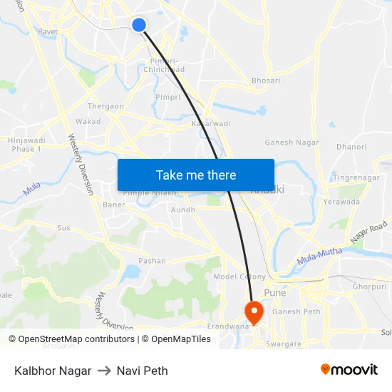 Kalbhor Nagar to Navi Peth map