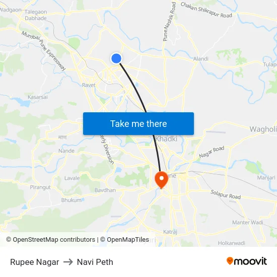 Rupee Nagar to Navi Peth map