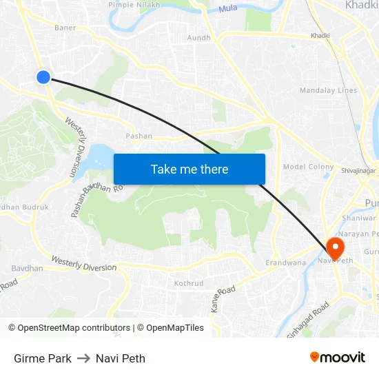 Girme Park to Navi Peth map
