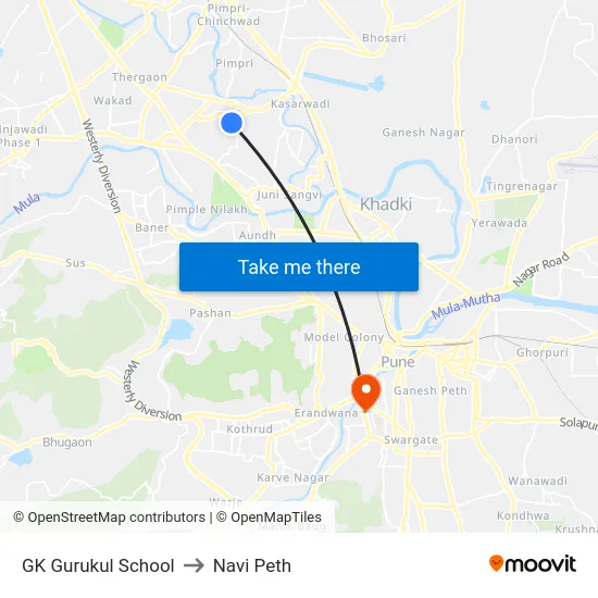 GK Gurukul School to Navi Peth map