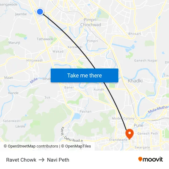 Ravet Chowk to Navi Peth map