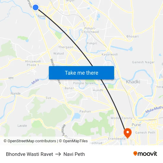 Bhondve Wasti Ravet to Navi Peth map