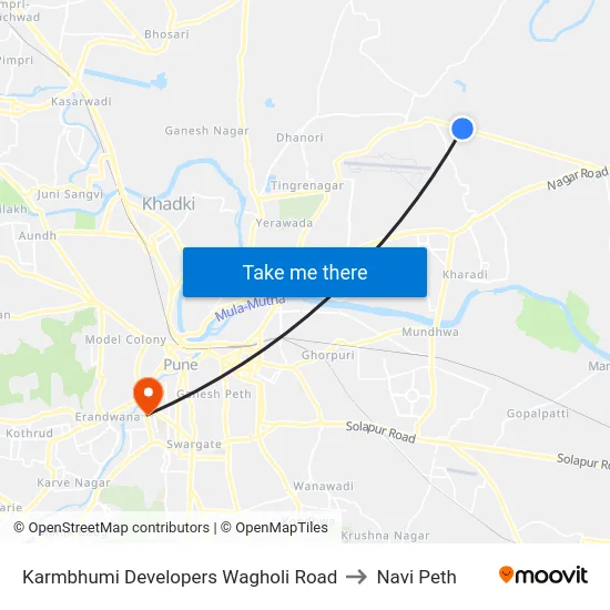 Karmbhumi Developers Wagholi Road to Navi Peth map
