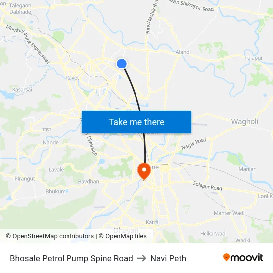 Bhosale Petrol Pump Spine Road to Navi Peth map