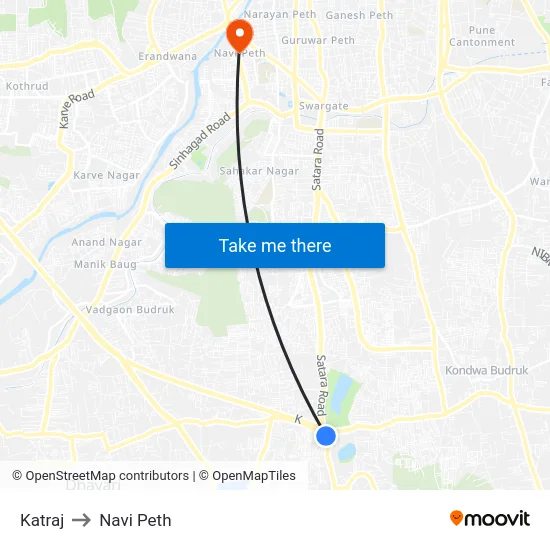 Katraj to Navi Peth map