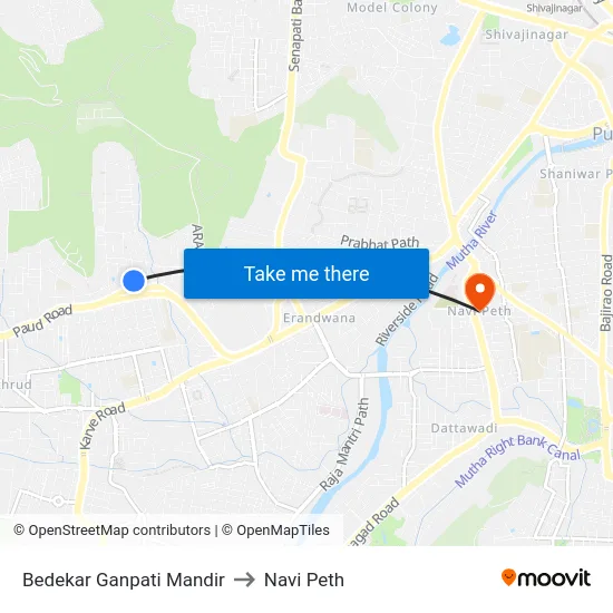 Bedekar Ganpati Mandir to Navi Peth map