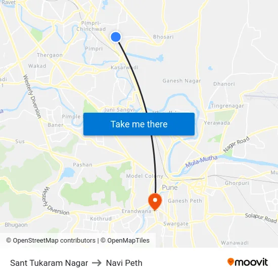 Sant Tukaram Nagar to Navi Peth map