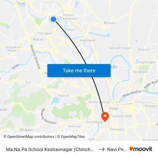 Ma.Na.Pa School Keshavnagar (Chinchwad) to Navi Peth map