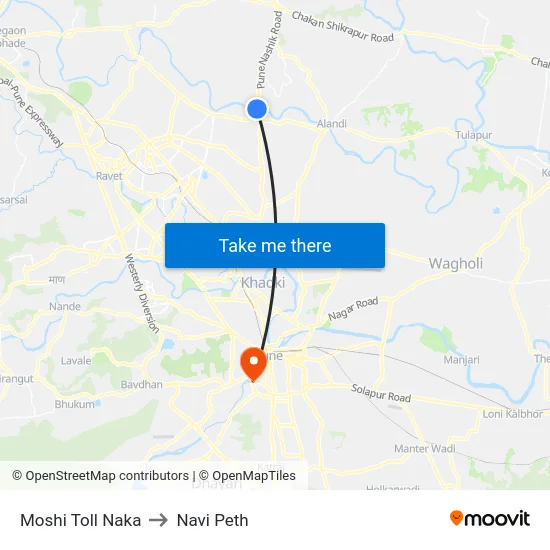 Moshi Toll Naka to Navi Peth map