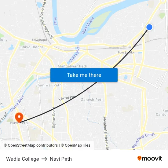 Wadia College to Navi Peth map