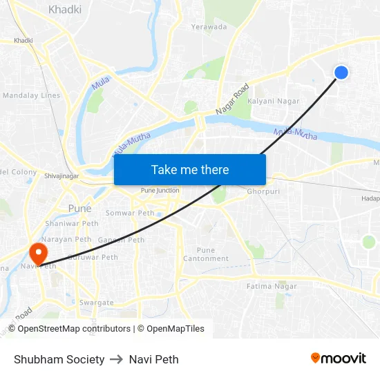 Shubham Society to Navi Peth map