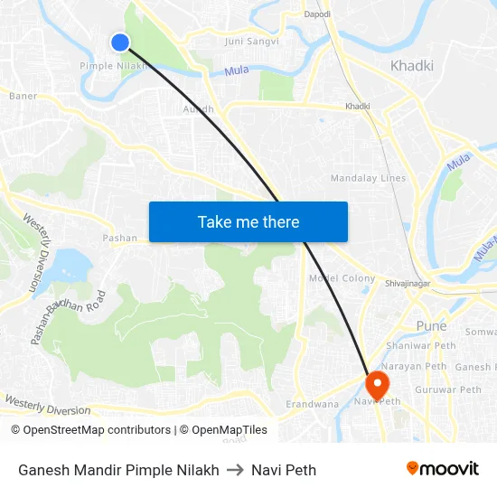 Ganesh Mandir Pimple Nilakh to Navi Peth map