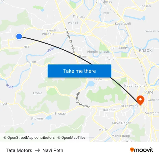 Tata Motors to Navi Peth map
