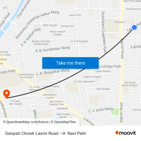 Ganpati Chowk Laxmi Road to Navi Peth map