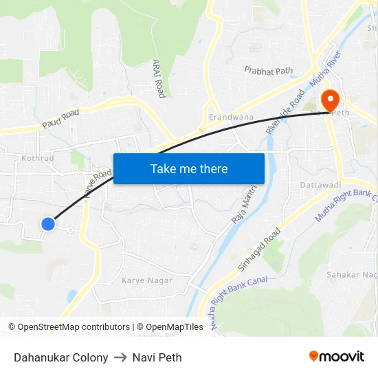 Dahanukar Colony to Navi Peth map
