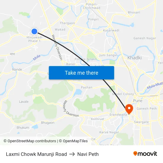 Laxmi Chowk Marunji Road to Navi Peth map