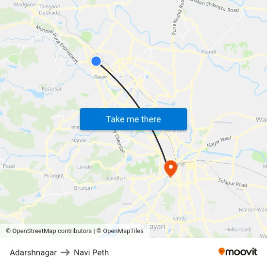 Adarshnagar to Navi Peth map