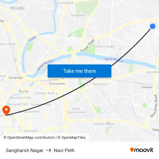 Sangharsh Nagar to Navi Peth map