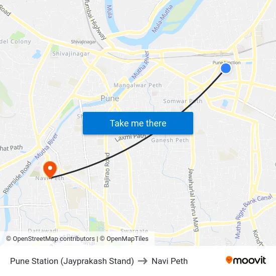 Pune Station Jayprakash Stand to Navi Peth map