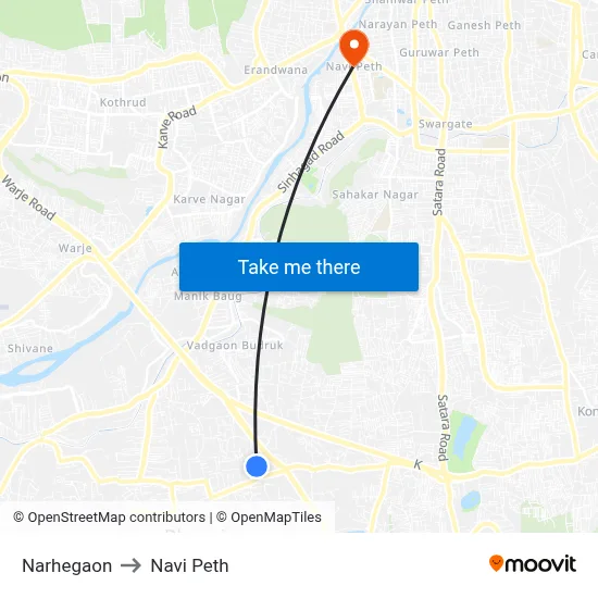 Narhegaon to Navi Peth map
