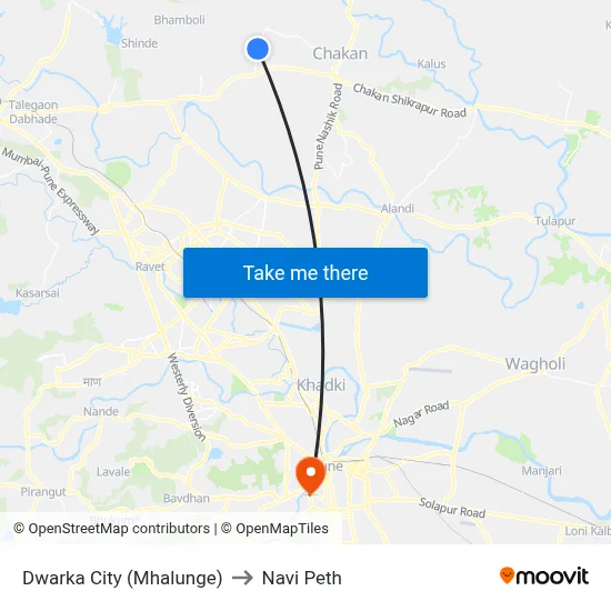 Dwarka City (Mhalunge) to Navi Peth map
