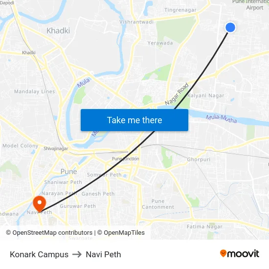 Konark Campus to Navi Peth map