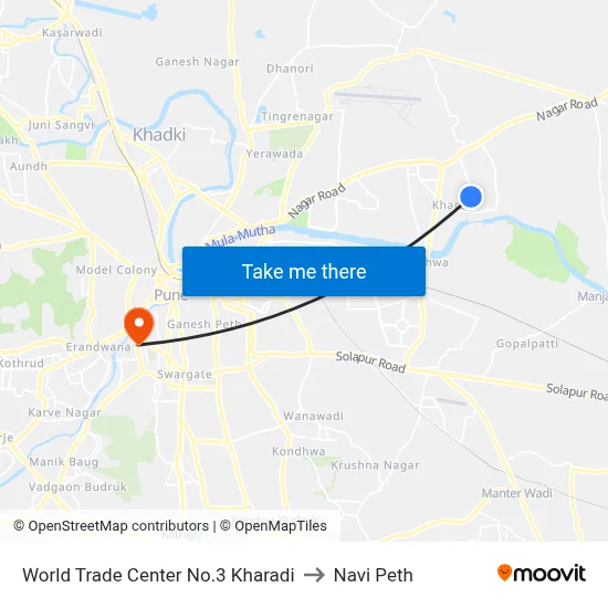 World Trade Center No.3 Kharadi to Navi Peth map