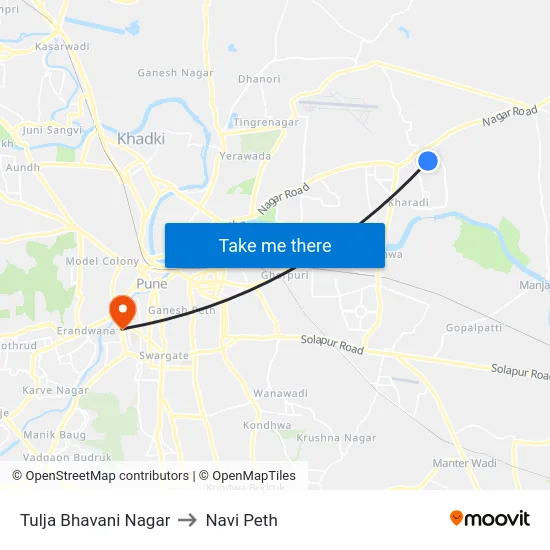 Tulja Bhavani Nagar to Navi Peth map