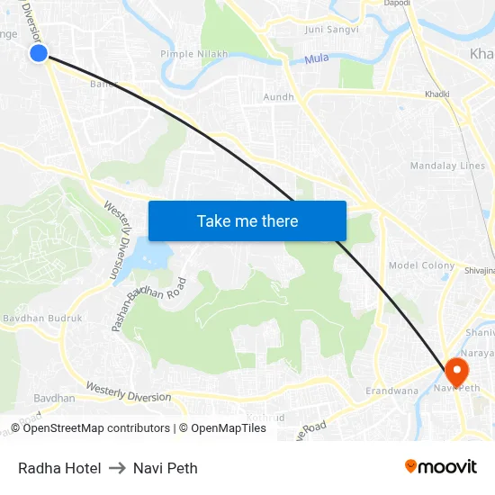 Radha Hotel to Navi Peth map
