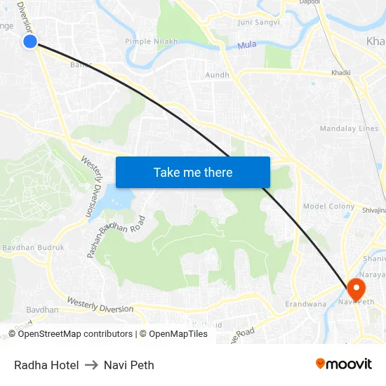 Radha Hotel to Navi Peth map