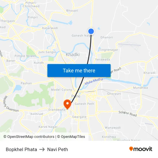 Bopkhel Phata to Navi Peth map