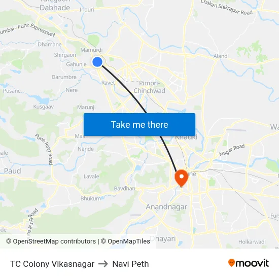 TC Colony Vikasnagar to Navi Peth map
