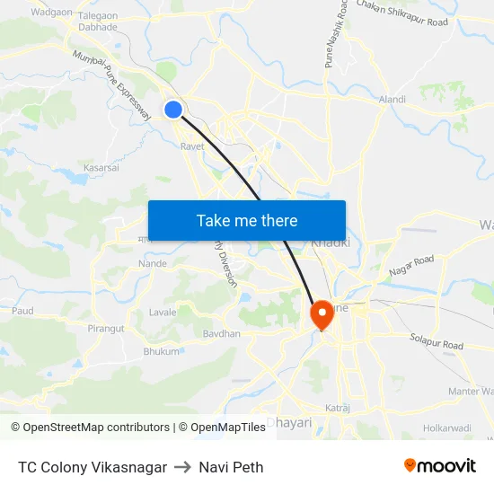 TC Colony Vikasnagar to Navi Peth map