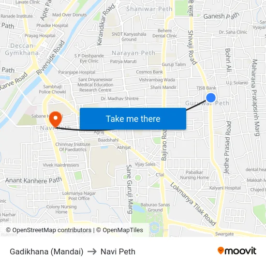 Gadikhana (Mandai) to Navi Peth map