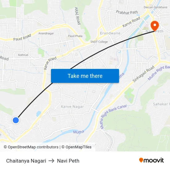 Chaitanya Nagari to Navi Peth map