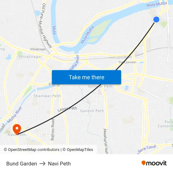 Bund Garden to Navi Peth map