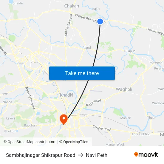 Sambhajinagar Shikrapur Road to Navi Peth map