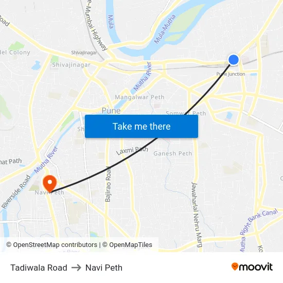 Tadiwala Road to Navi Peth map